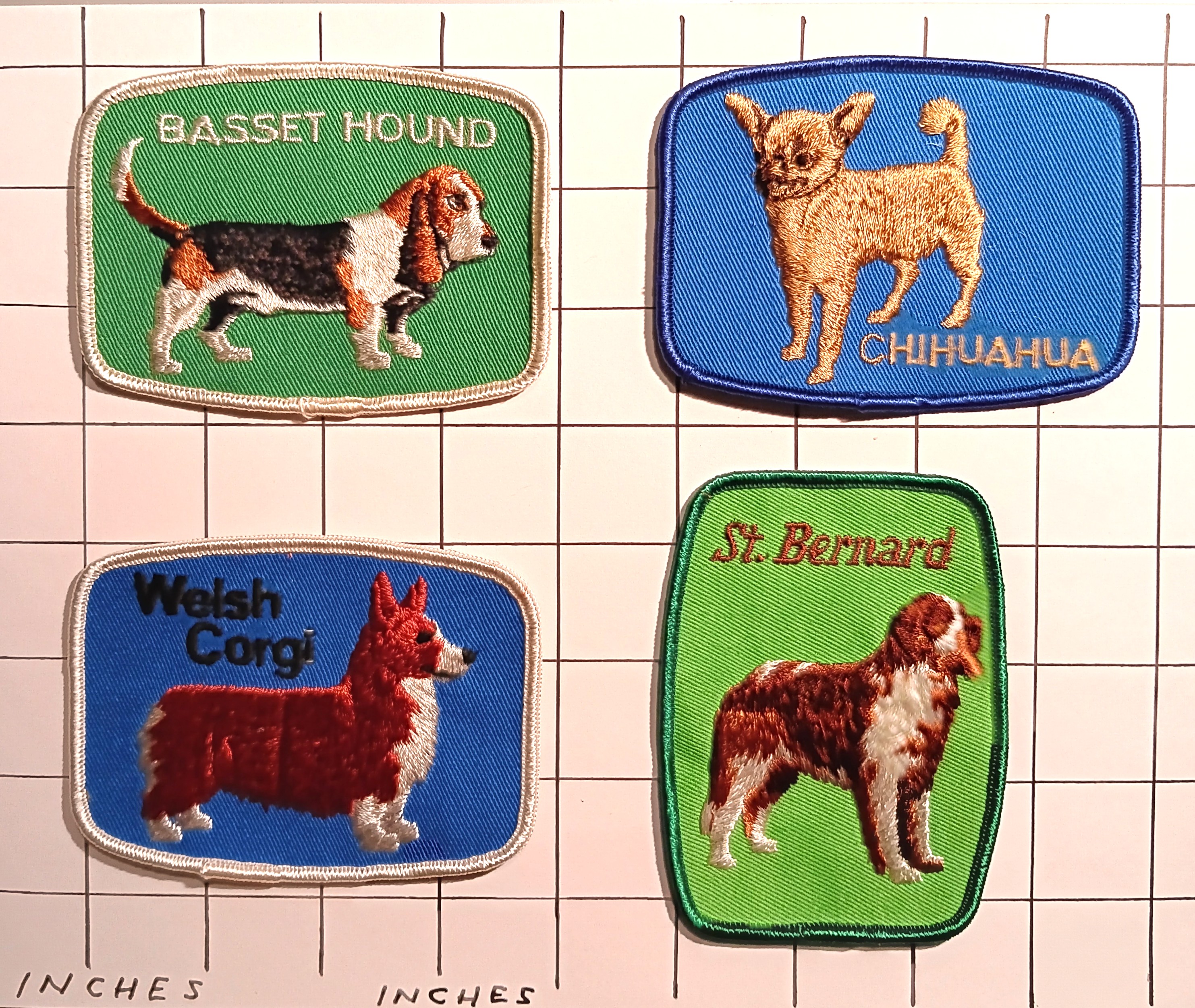Lot of 4 Dog Patches : Vintage Embroidered Cloth Patches