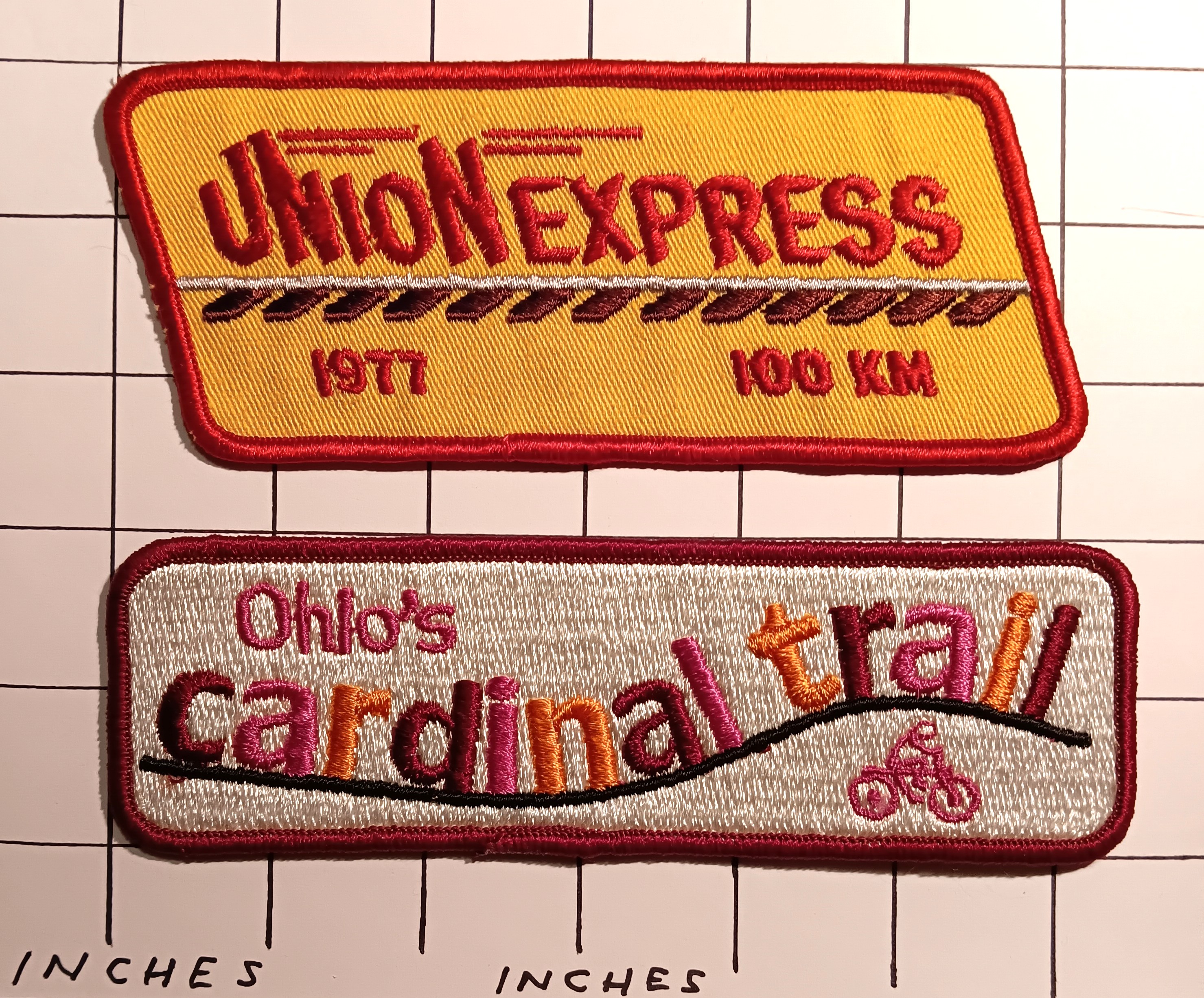Lot of 2 Patchs : Vintage Embroidered Cloth Patches, Bicycles, Bicycling