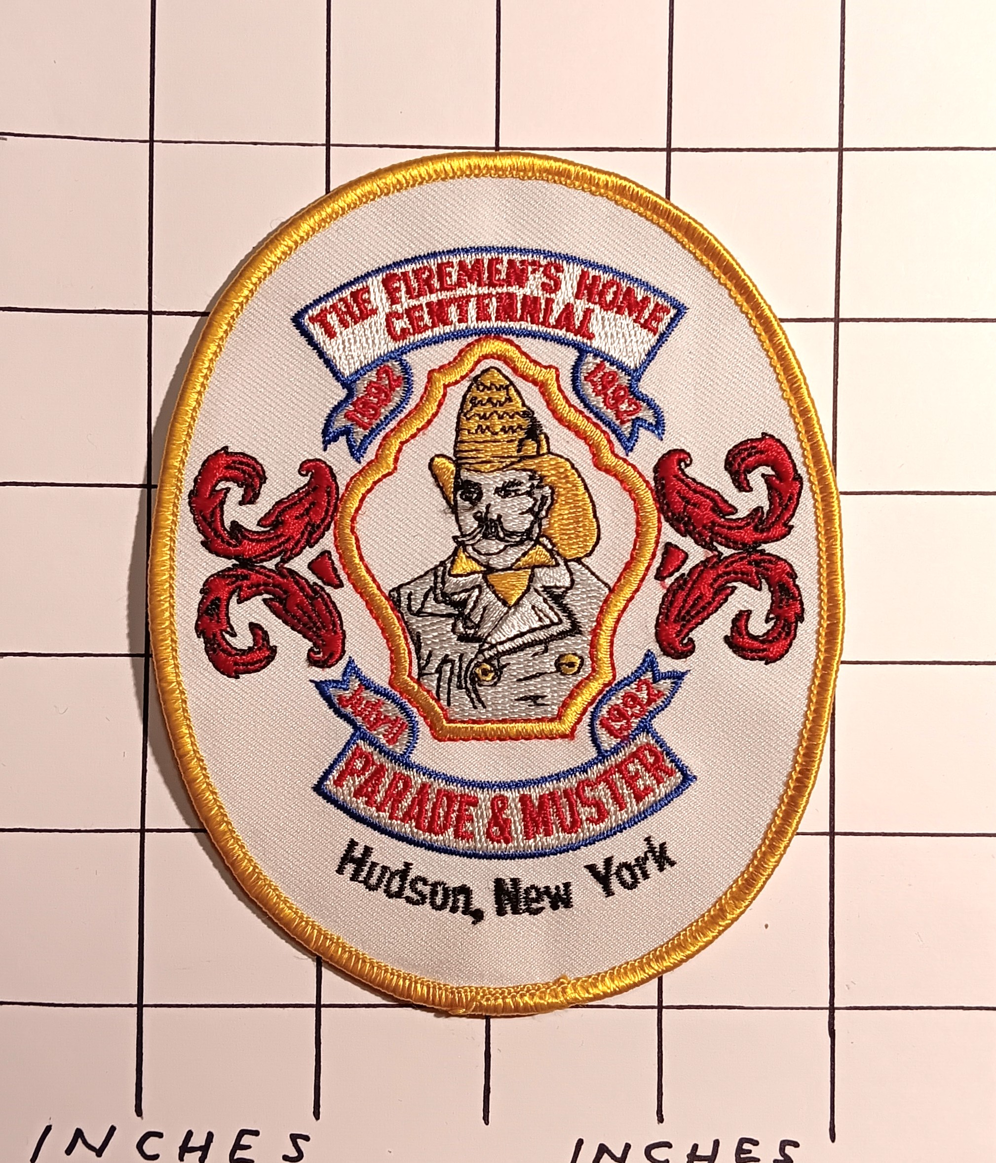 Lot of One Patch : Vintage Embroidered Cloth Patch, Fireman's Home, Hudson, New York, 1992