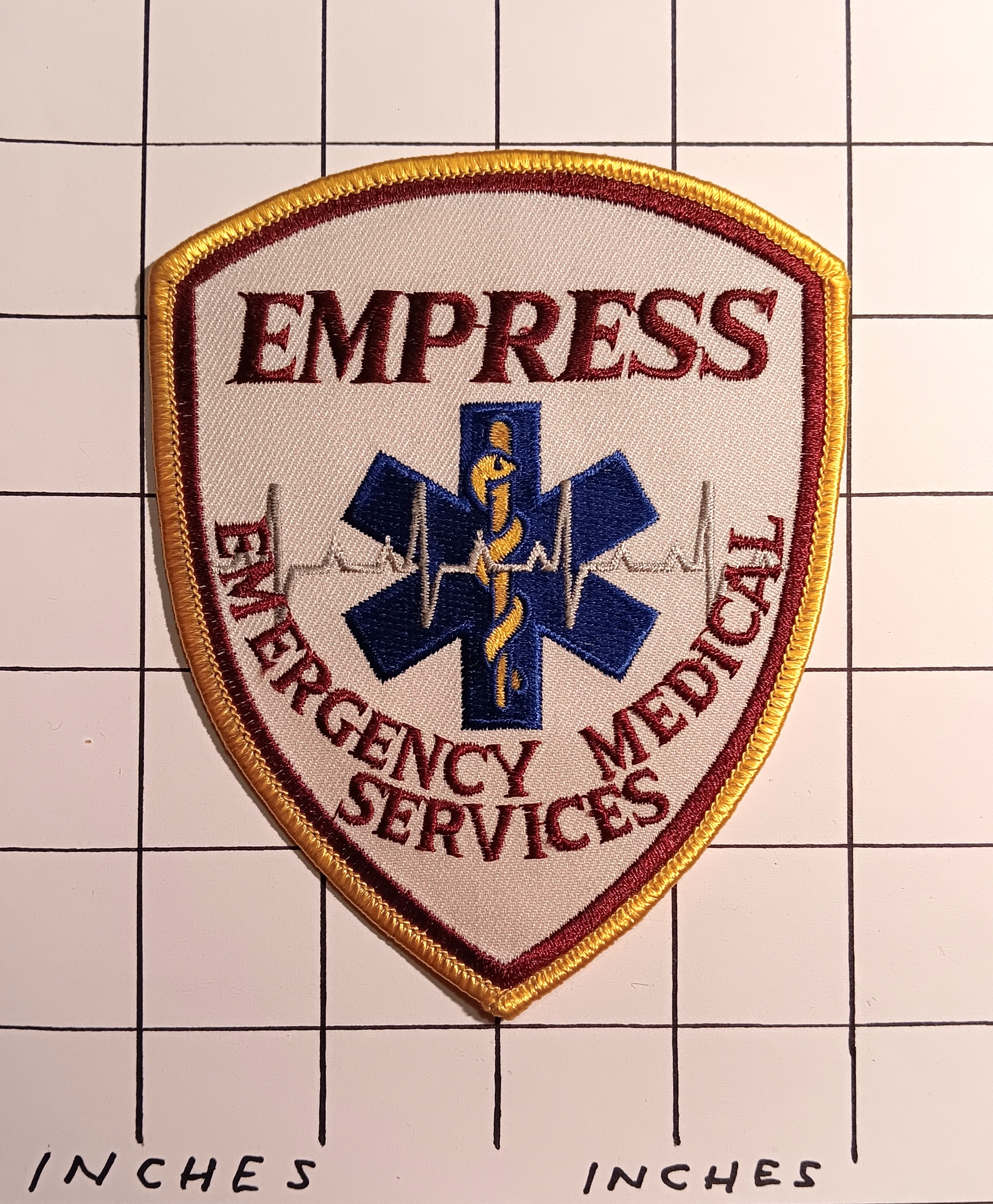 Lot of One Patch : Vintage Embroidered Cloth Patch, Empress Emergency Medical Services