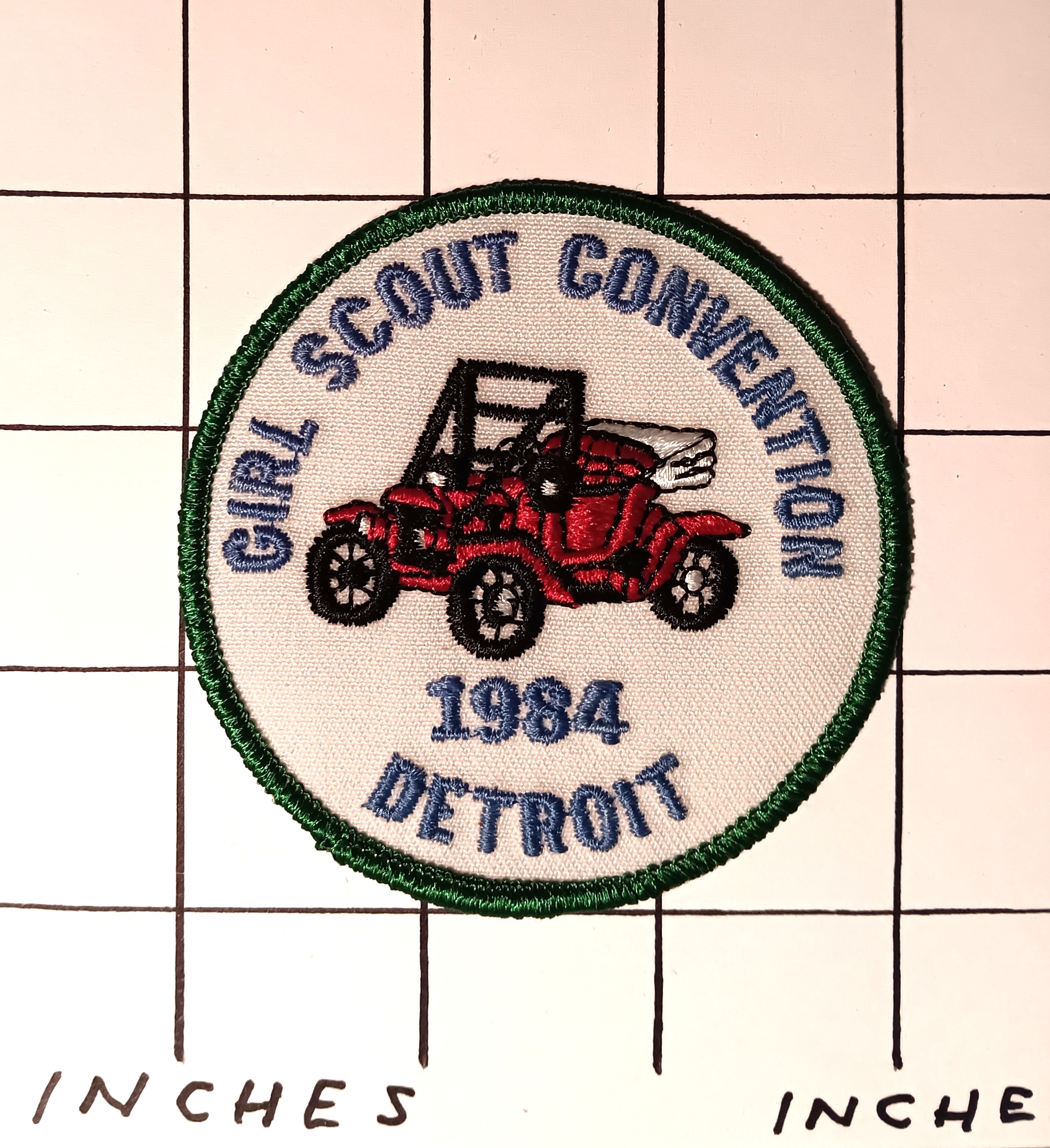 Lot of One Patch : Vintage Embroidered Cloth Patch, Girl Scout Convention, Detroit, 1984