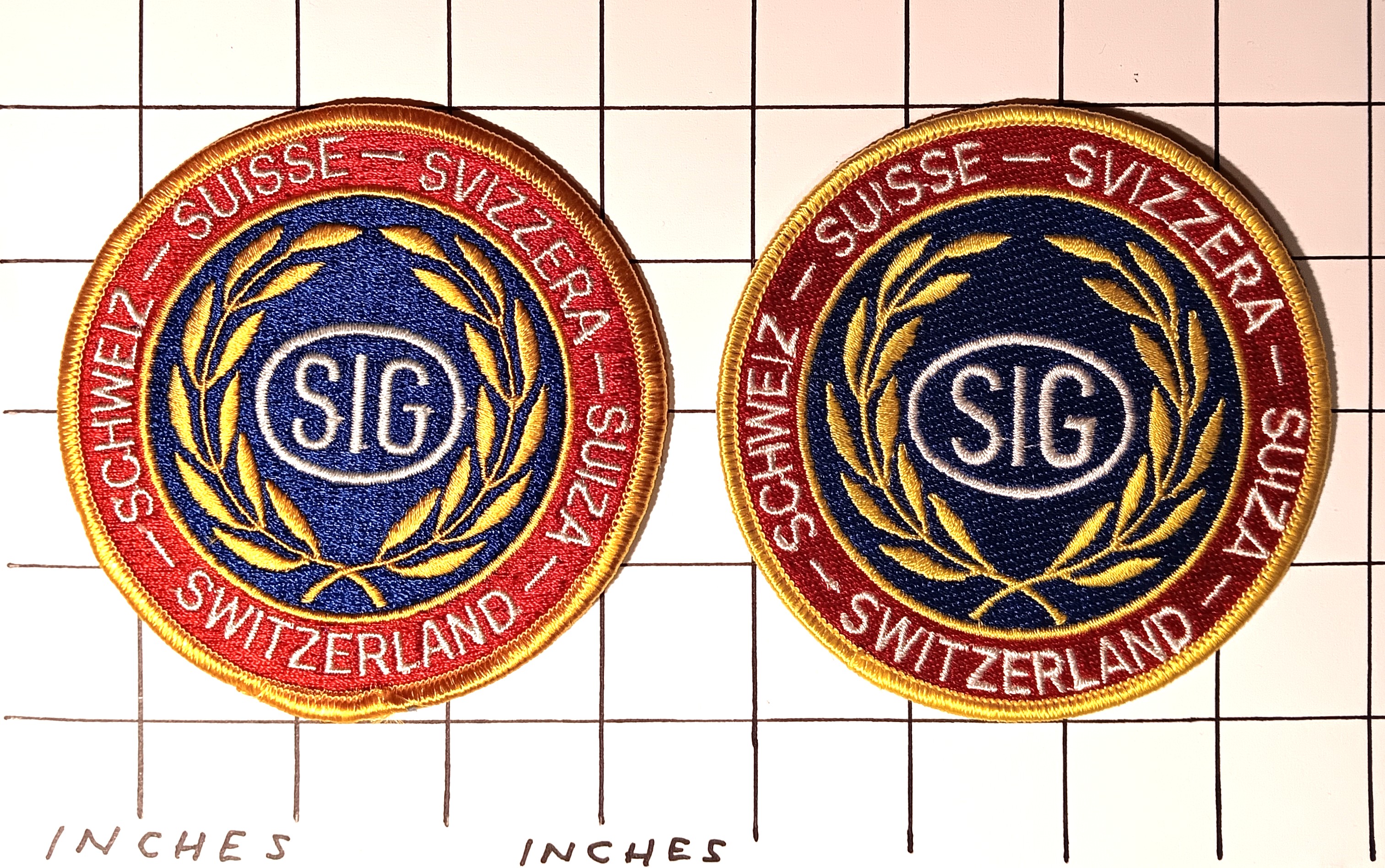 Lot of 2 Patchs : SIG Sauer, Swiss Industry Group, Firearms Brand