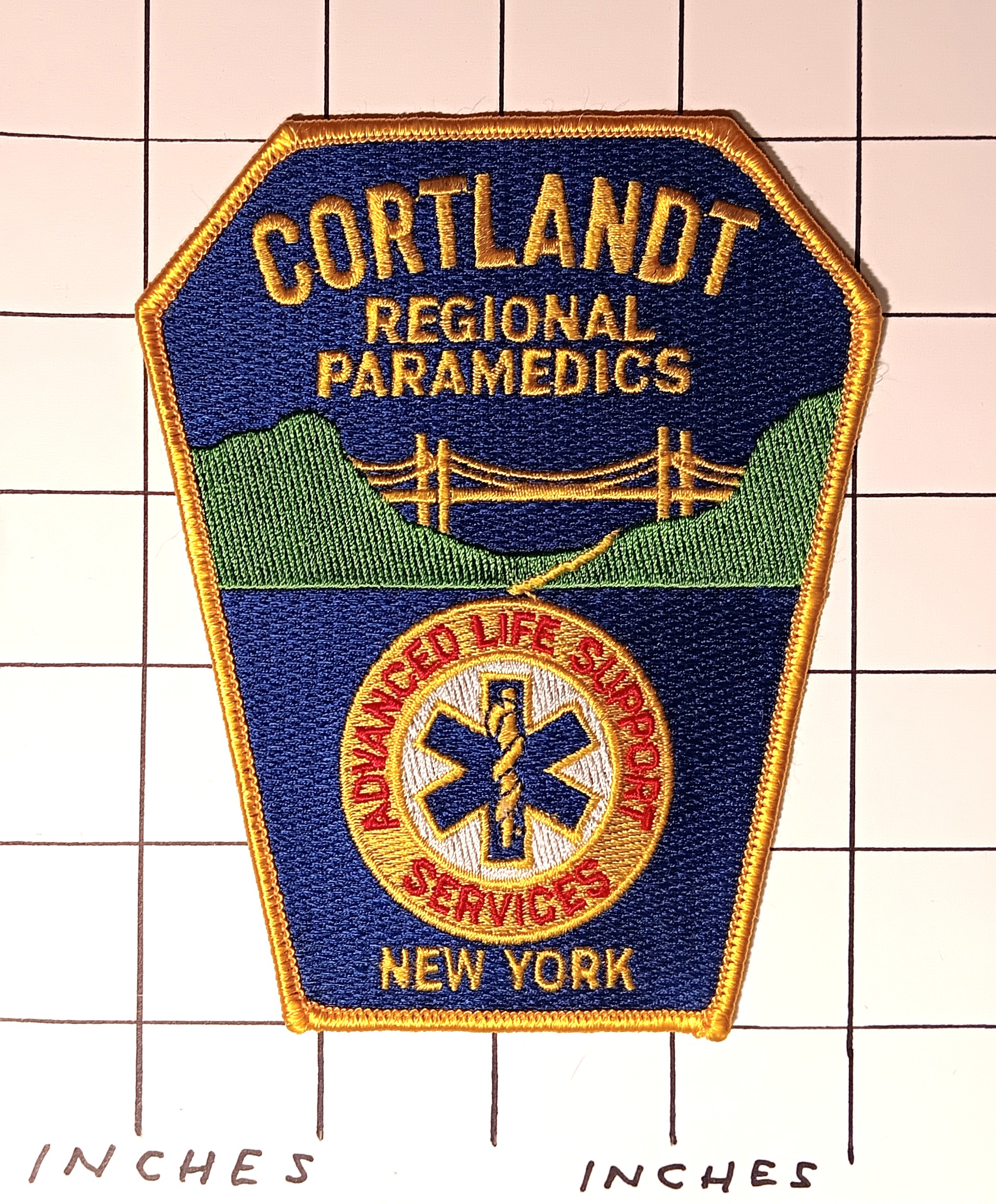 Lot of One Patch : Vintage Embroidered Cloth Patch, Cortlandt Regional Paramedics, New York
