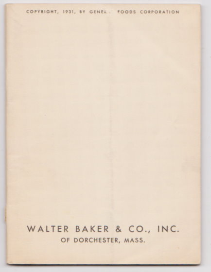 Image for Baker's Best Chocolate Recipes, 1931